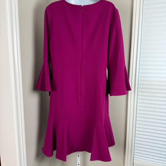 Eliza J Magenta Fuchasia Bell Sleeve Ruffle Dress Size 12 NEW - Picture 3 of 10